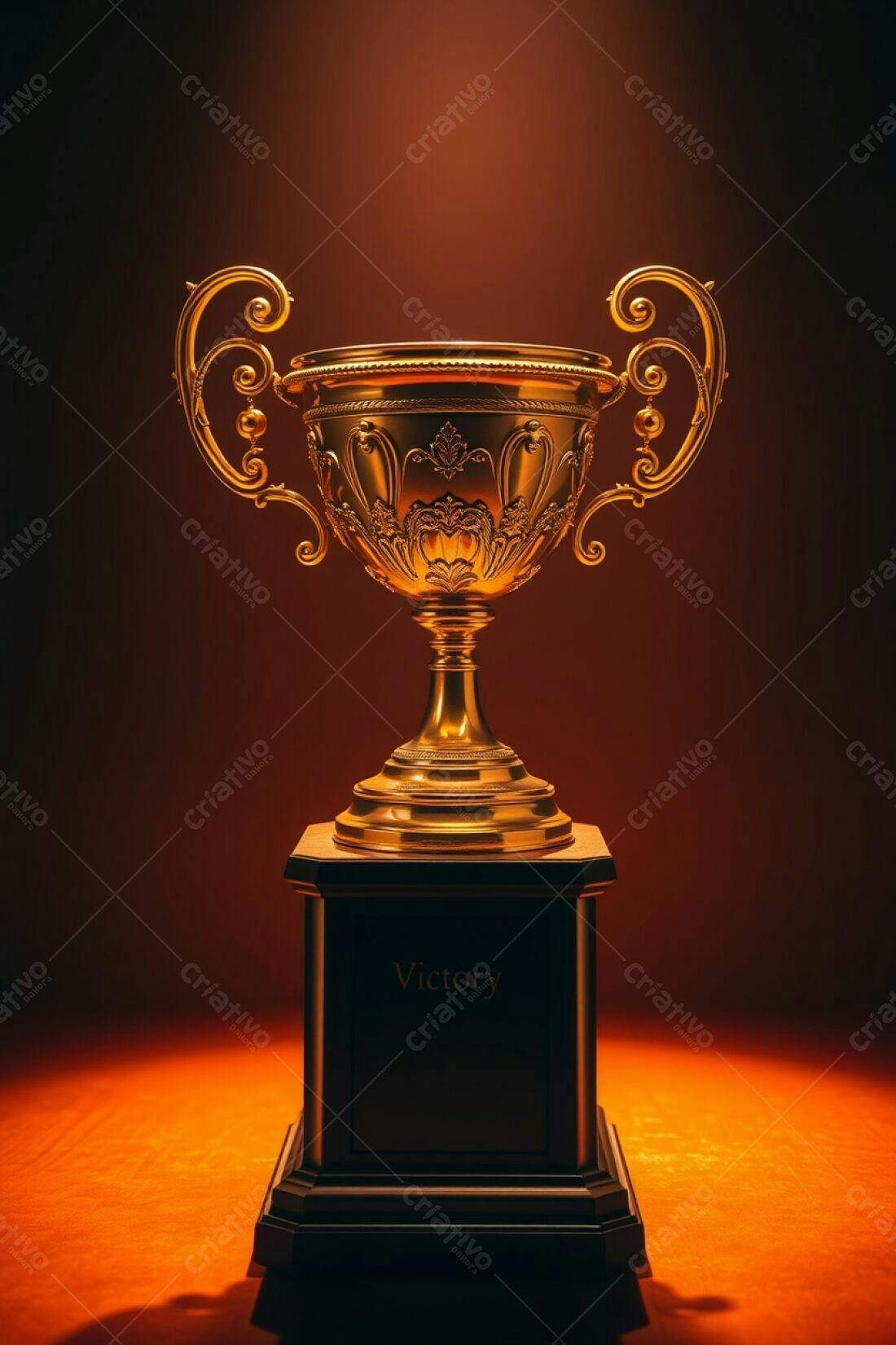 Troféu dourado em base escura