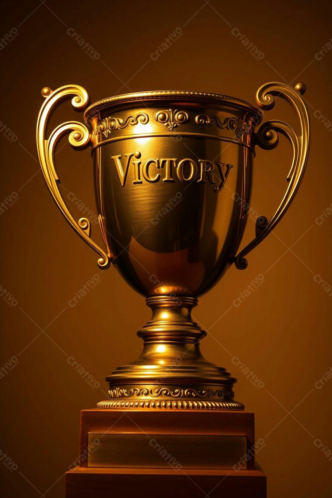 Troféu dourado Vitória fundo marrom