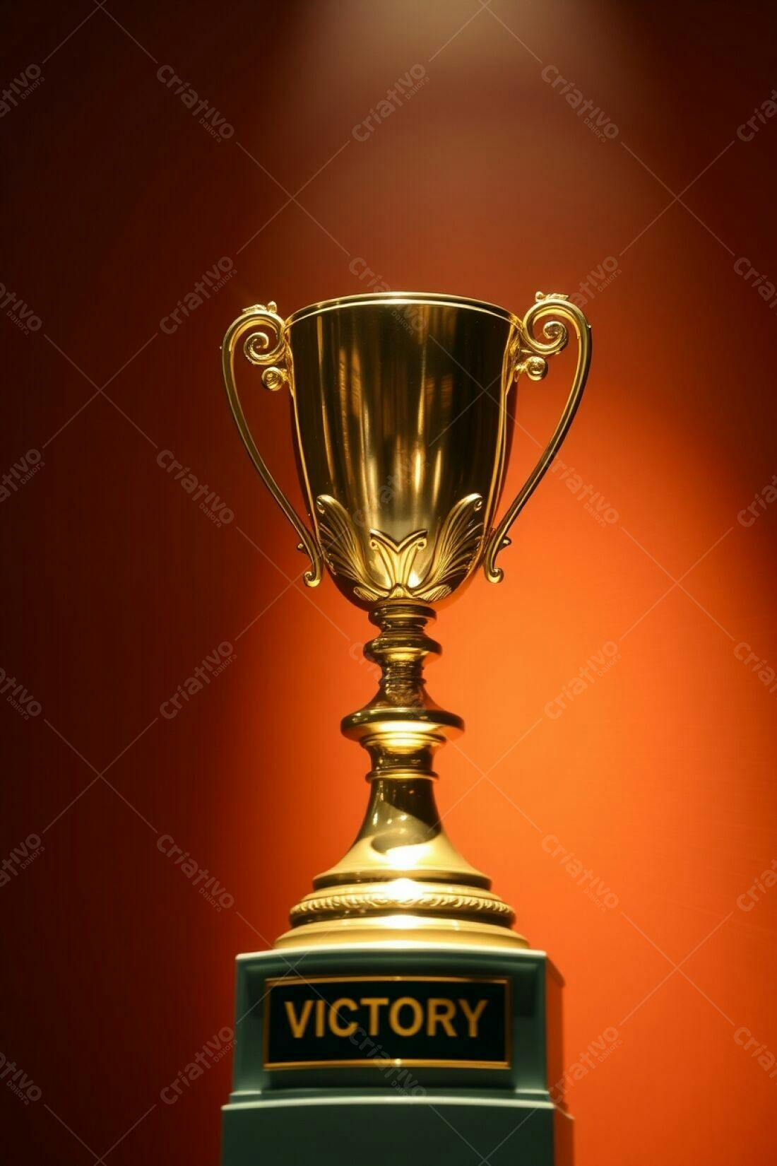Troféu dourado Vitória fundo vermelho