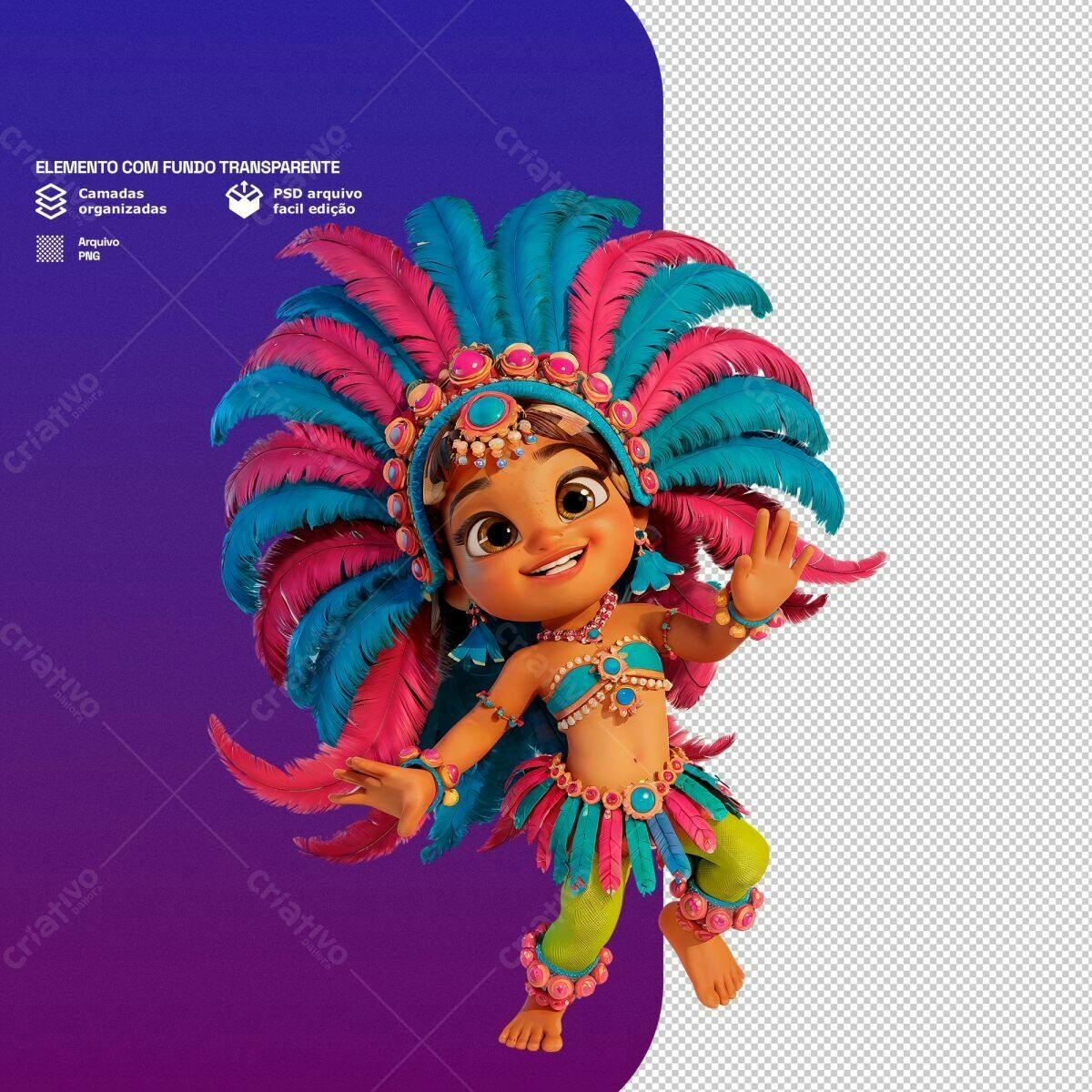 Elemento Carnavalesco Infantil PSD Editável