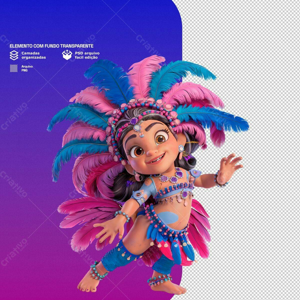 PSD Personagem Carnaval Infantil PSD Editável