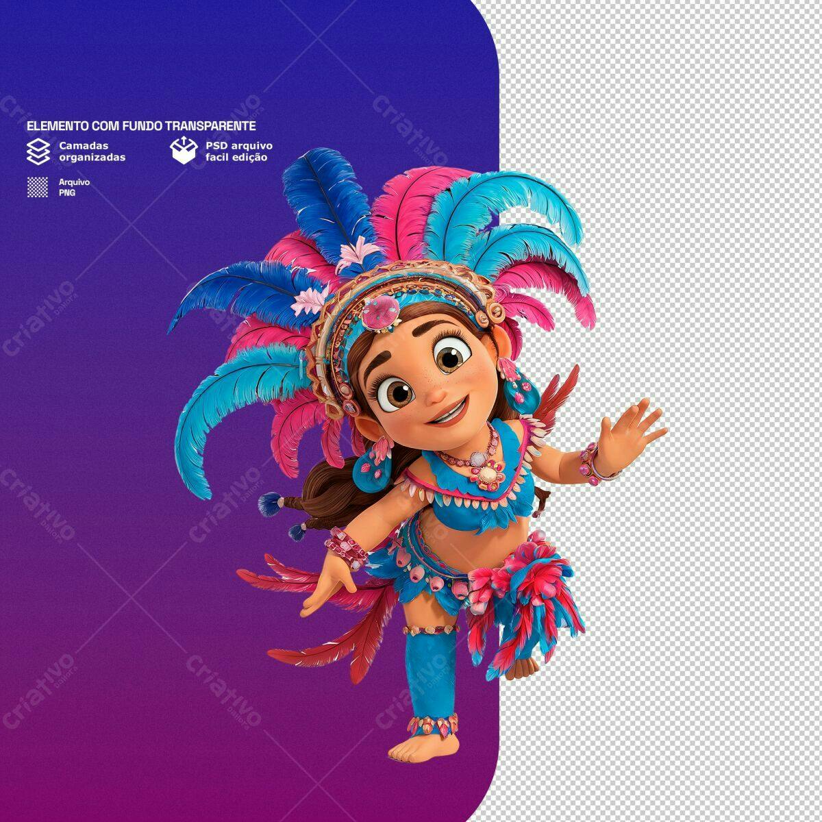 Elemento Carnavalesco PSD para Festa Brasileira Editável