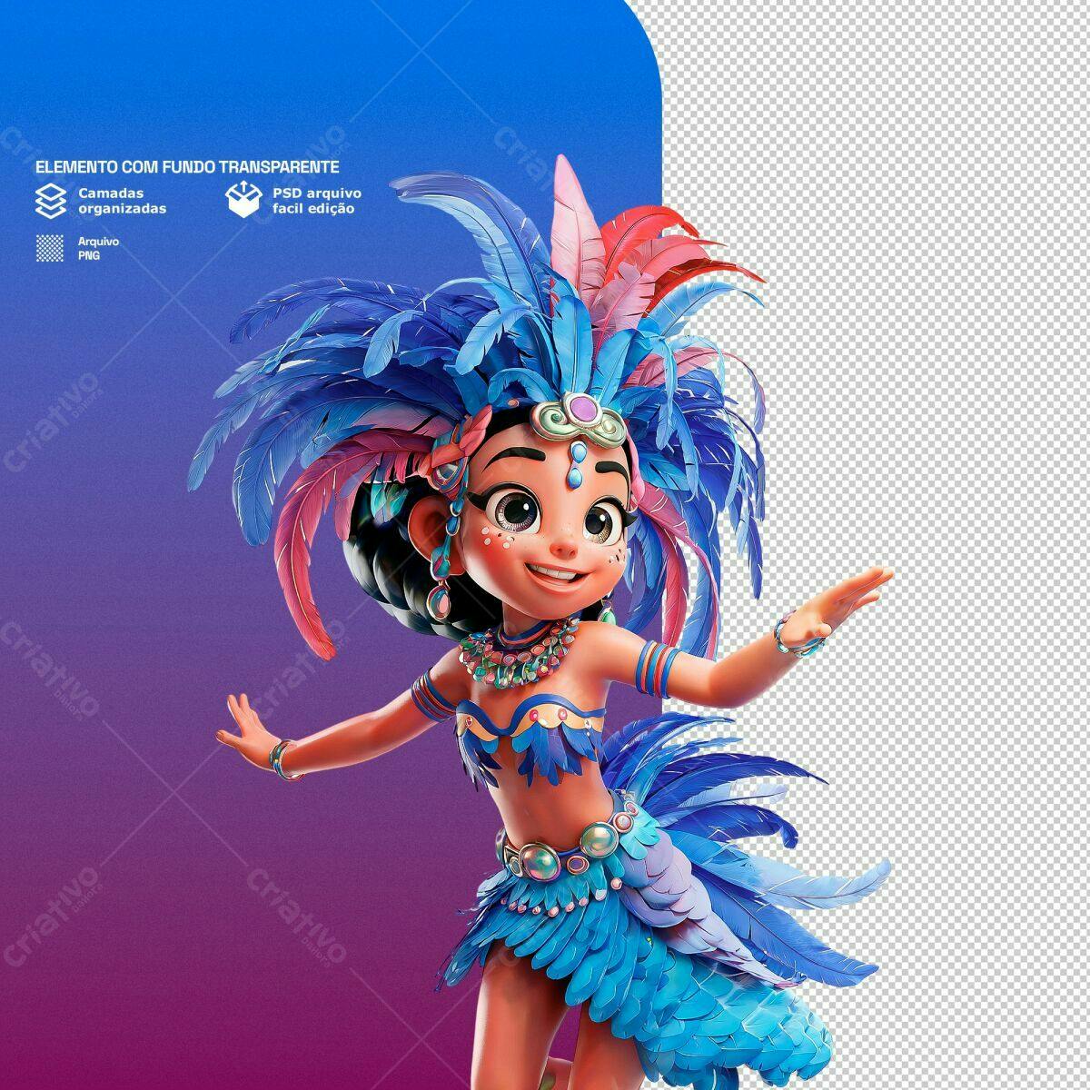 PSD Personagem Carnavalesco para Festa Brasileira PSD Editável