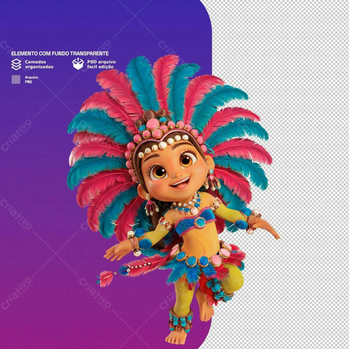 Personagem de Carnaval PSD Editável