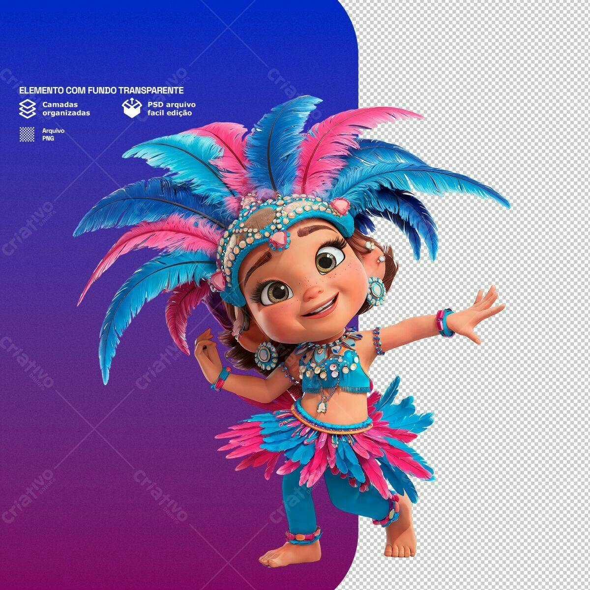 Elemento Carnavalesco Infantil PSD Editável