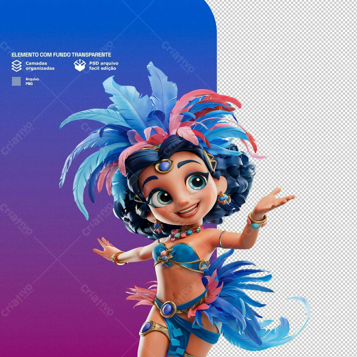 Personagem Carnavalesca PSD Editável