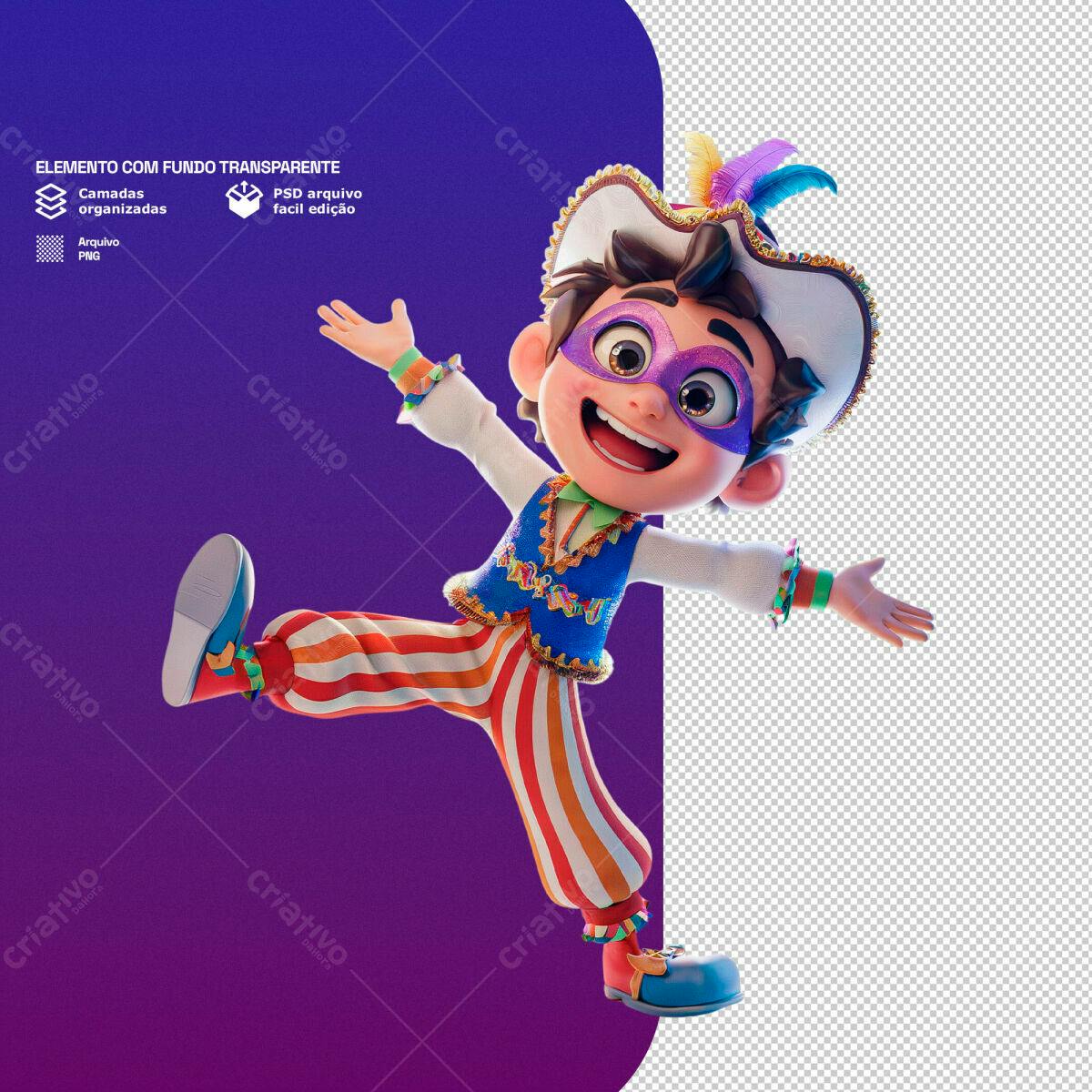 Personagem Carnavalesco PSD Editável