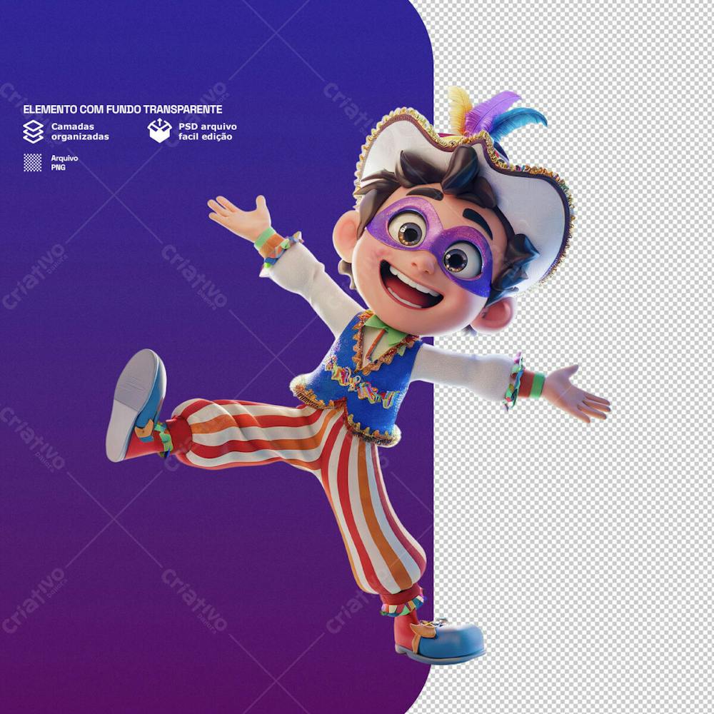 Personagem 3D Com Tema De Carnval Para Composição Png Transparente 10