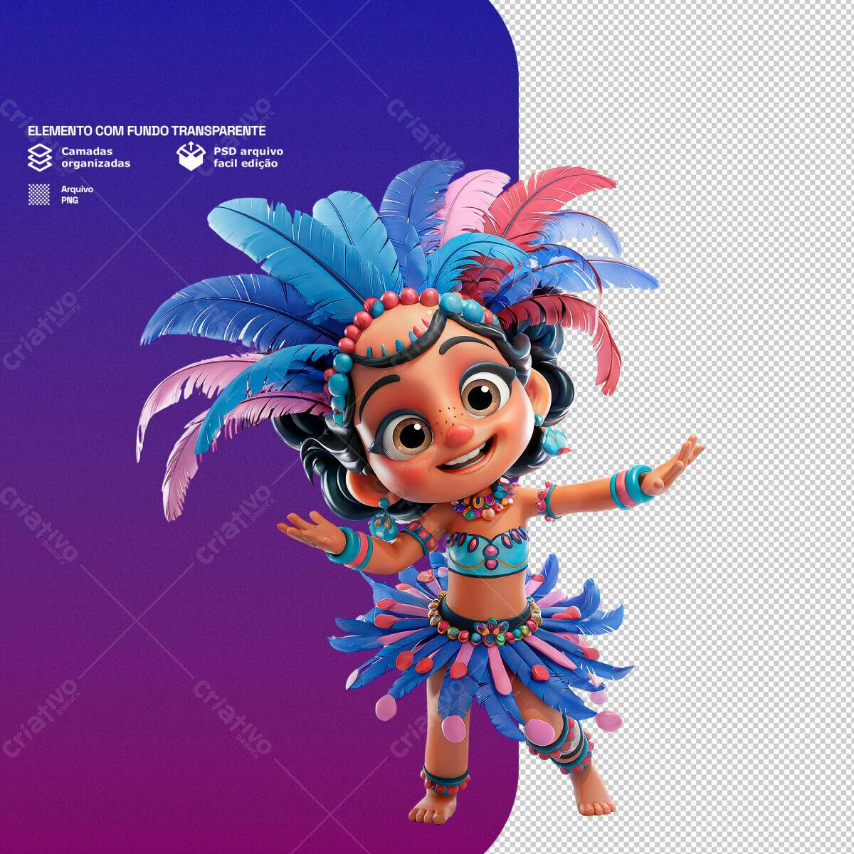 Elemento Carnavalesco Infantil PSD Editável