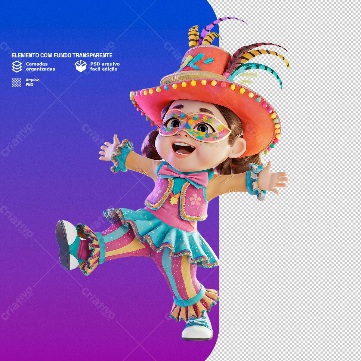 Personagem Carnaval Infantil PSD Editável