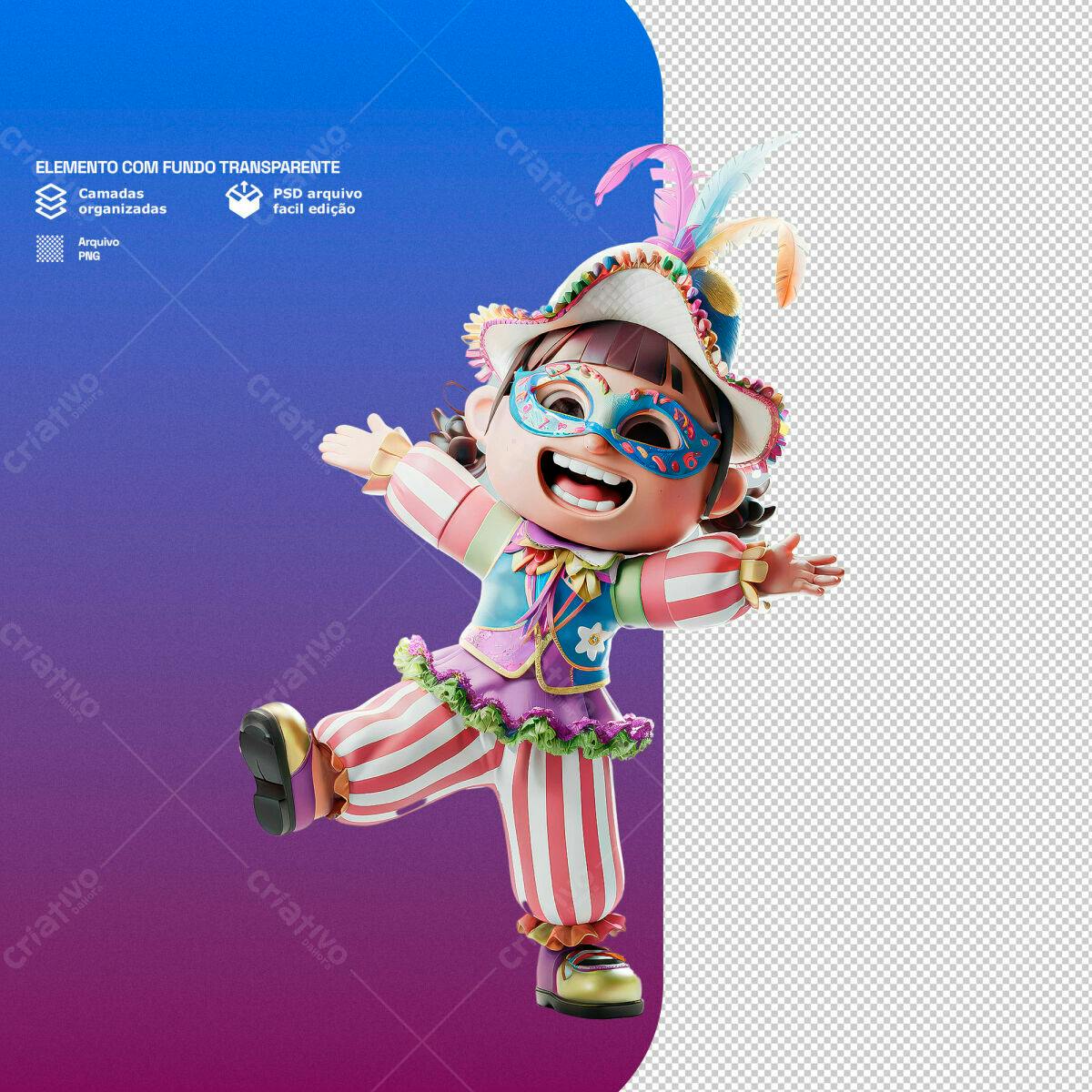 Personagem Carnavalesco PSD Editável