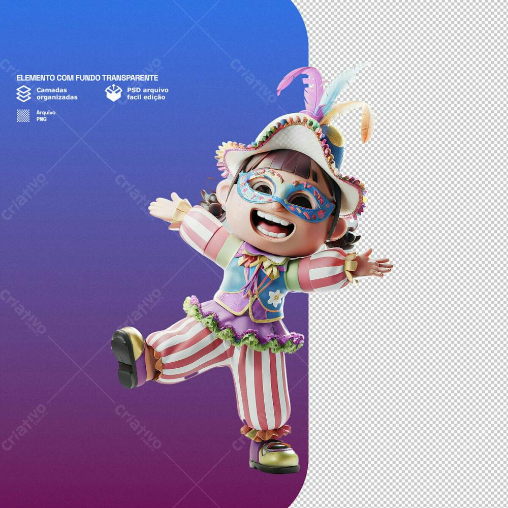 Personagem 3D Com Tema De Carnval Para Composição Png Transparente 1