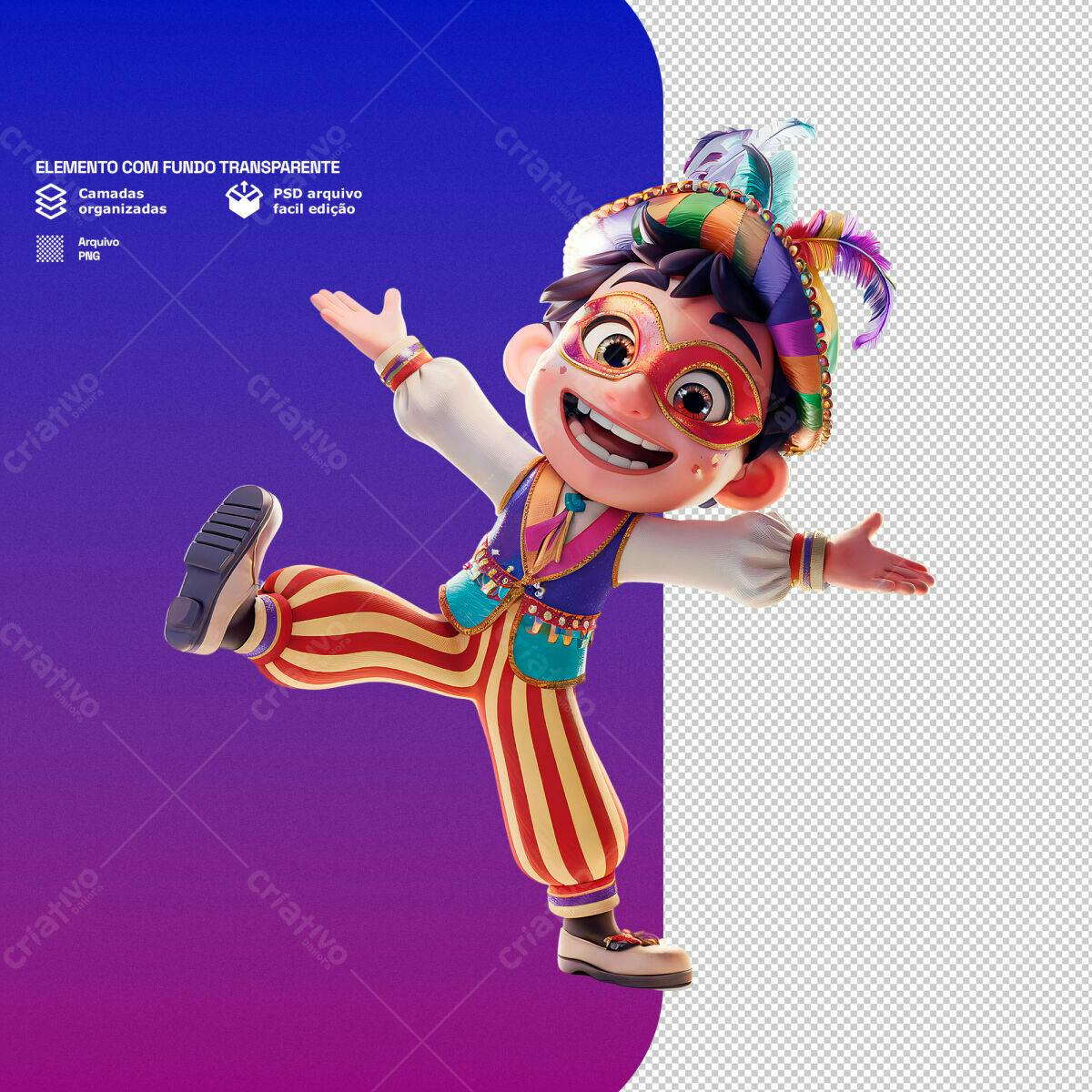 Personagem Carnavalesco PSD Editável