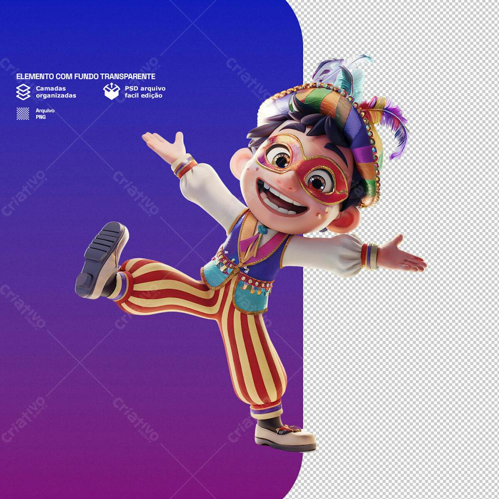 Personagem 3D Com Tema De Carnval Para Composição Png Transparente 5