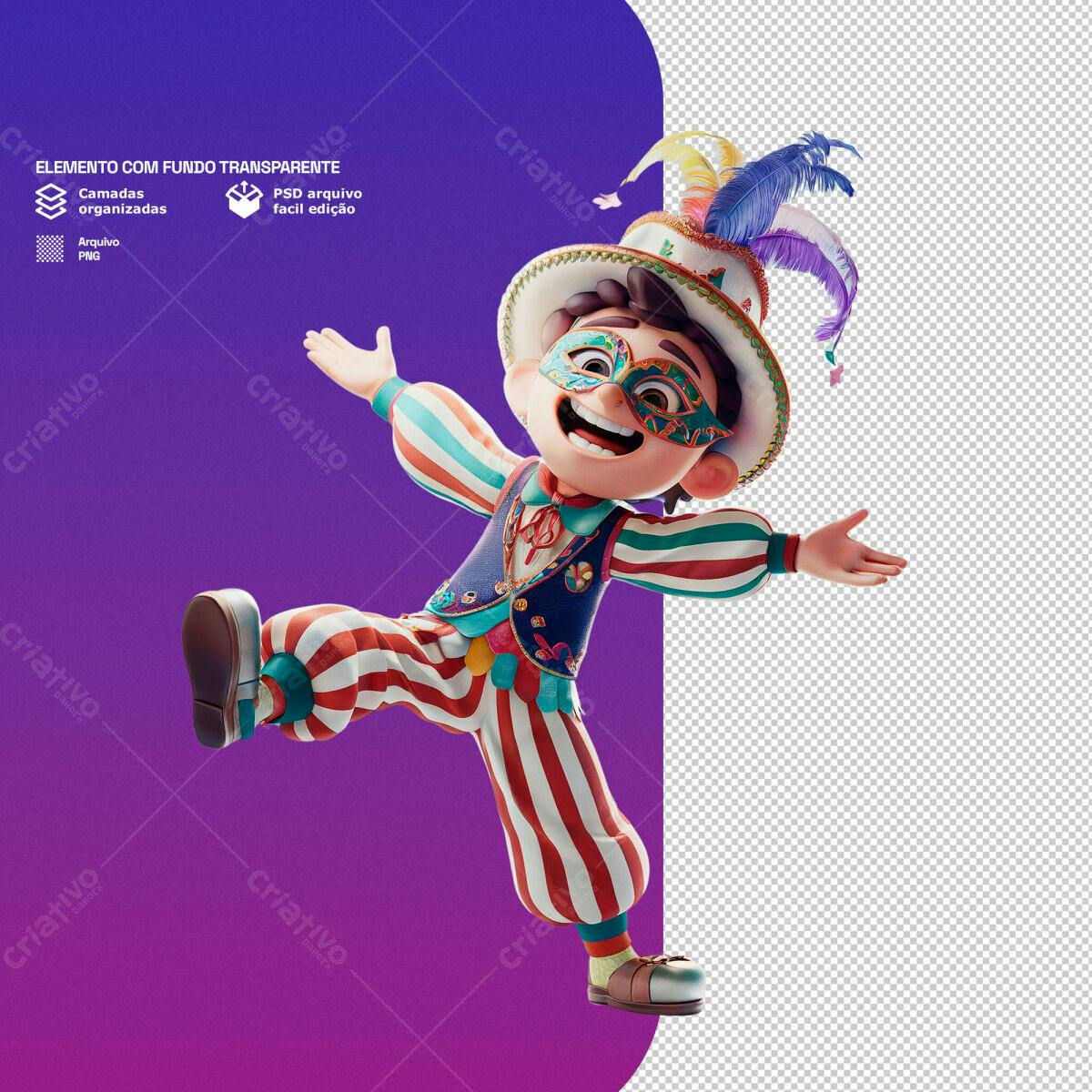 Personagem Carnavalesco PSD Editável
