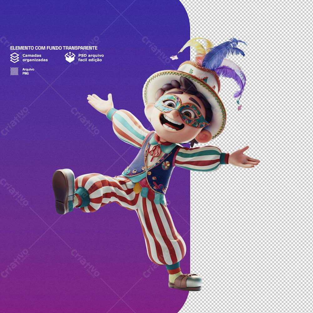 Personagem 3D Com Tema De Carnval Para Composição Png Transparente 9