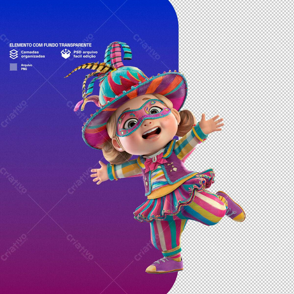 Elemento Carnavalesco Infantil PSD Editável