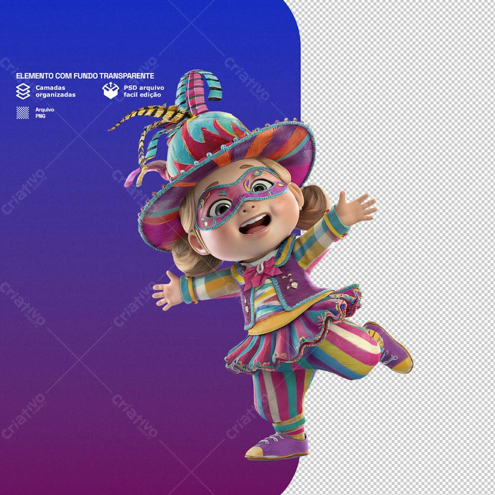 Personagem 3D Com Tema De Carnval Para Composição Png Transparente 4