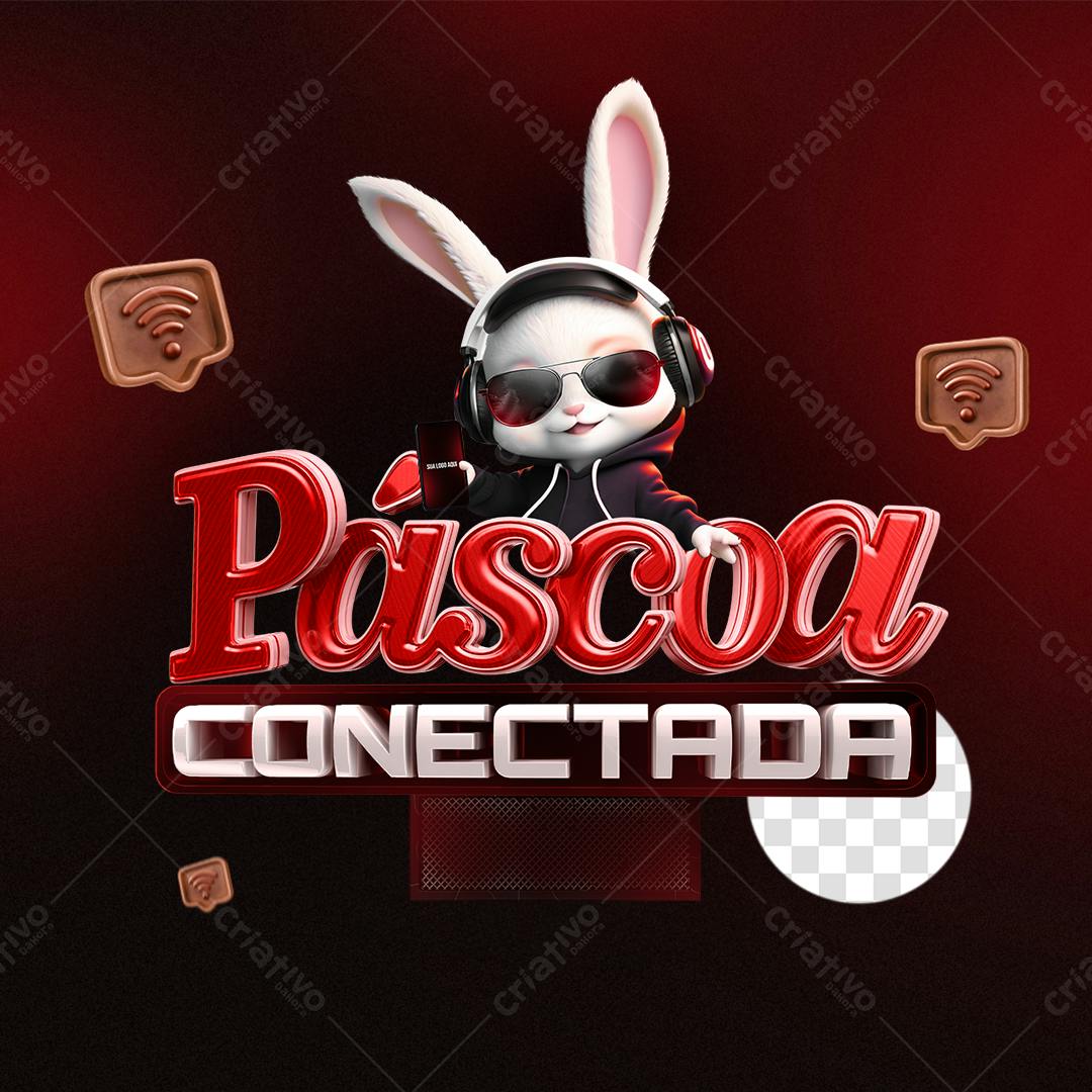 Selo 3D Pascoa Conectada Vermelho e Branco