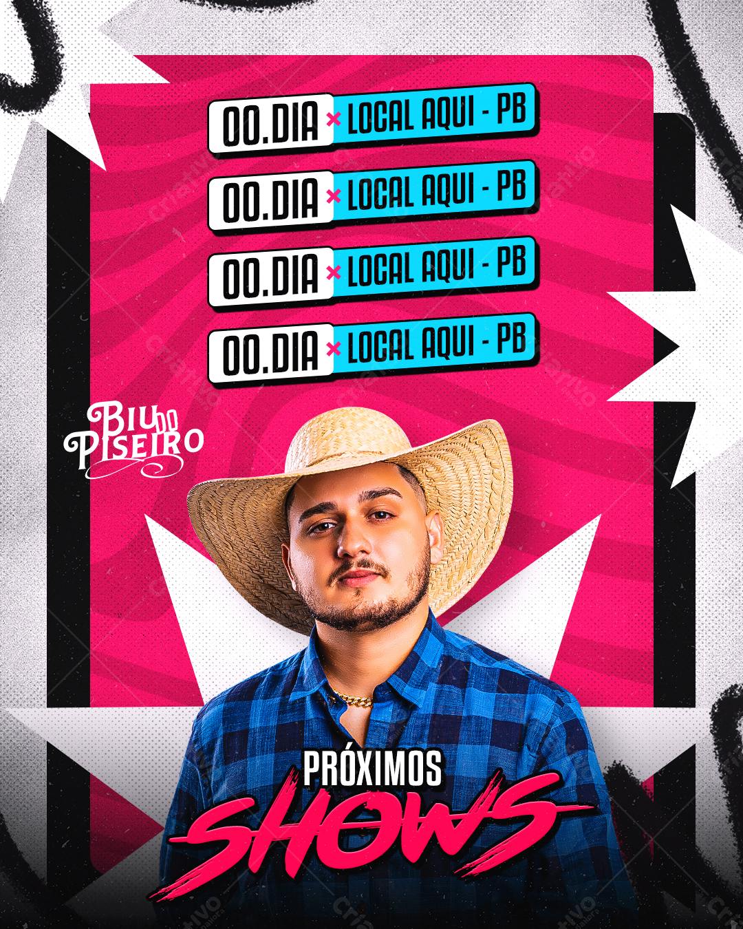 Flyer para Shows do Biu do Piseiro PSD Editável