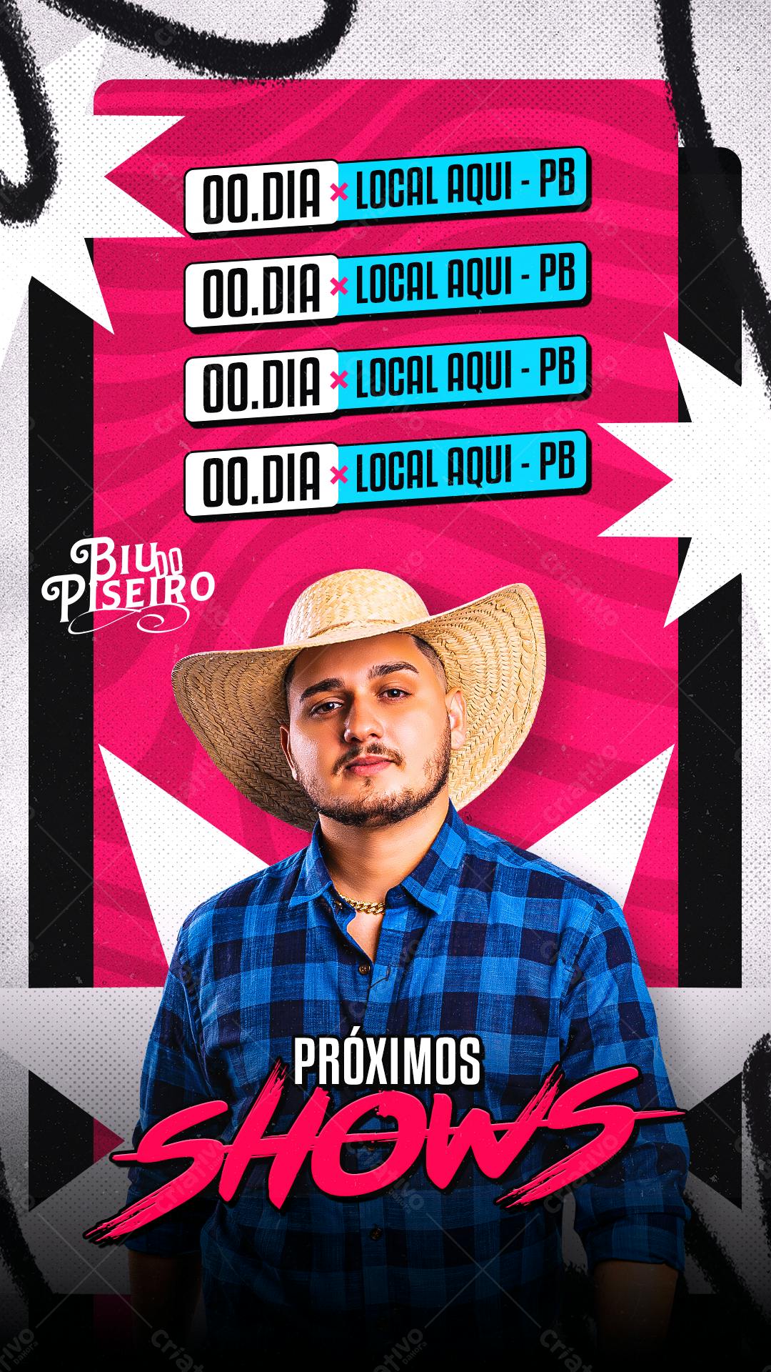 Flyer para Shows do Bruno Piseiro PSD Editável