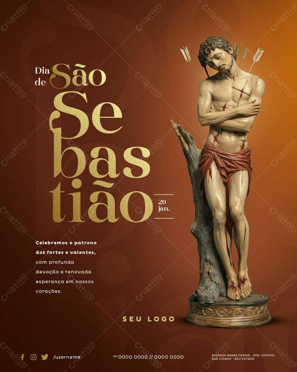 Psd Editável 20 De Janeiro Dia De São Sebastião Celebramos O Patrono Dos Fortes E Valentes 01 25