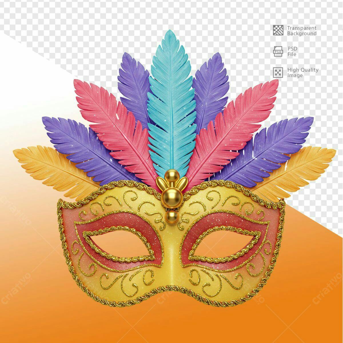 Máscara de Carnaval Colorida PSD Editável