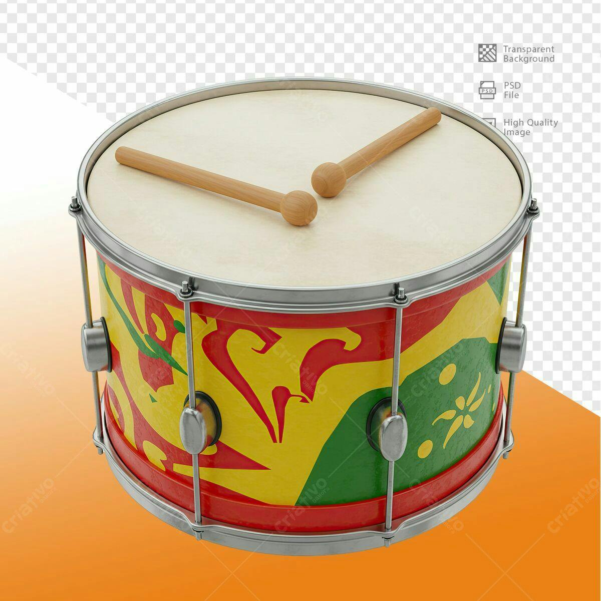 Modelo de Tambor para Festa Junina PSD Editável