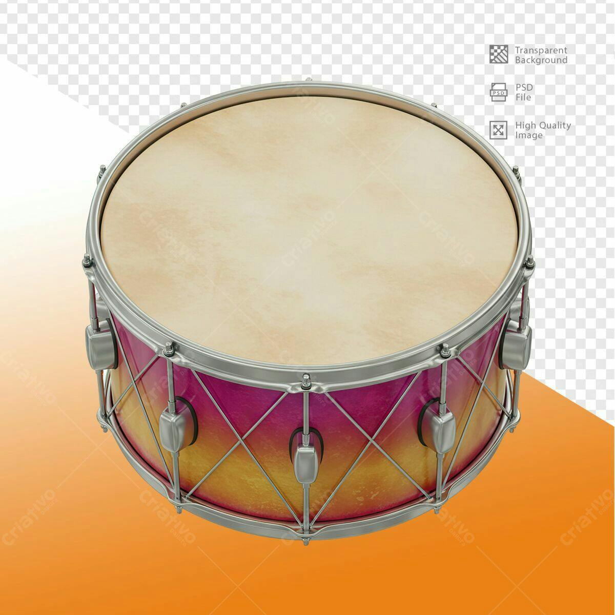 Mockup Tambor Rosa e Amarelo PSD Editável