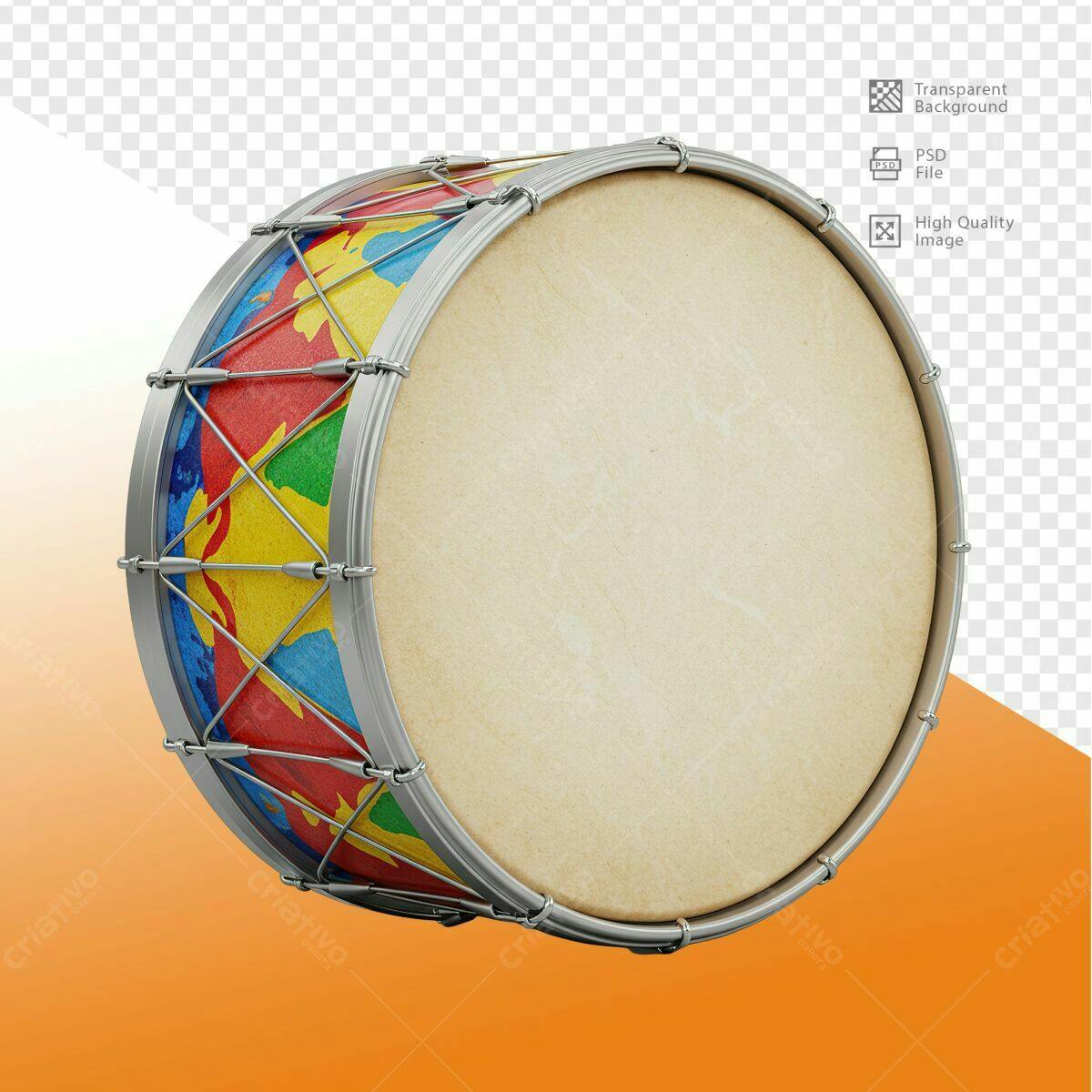Mockup Tambor com Design Colorido PSD Editável