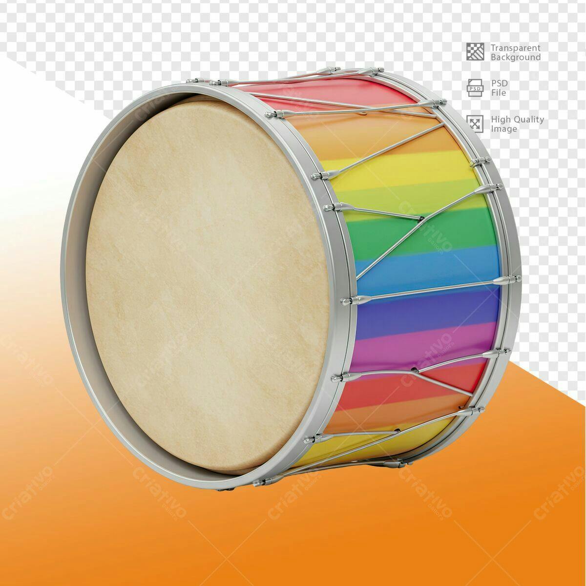 Tambor Arco-Íris para Eventos LGBTQIA+ PSD Editável
