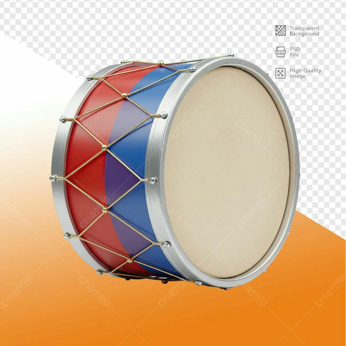 Mockup Tambor Vermelho e Azul PSD Editável