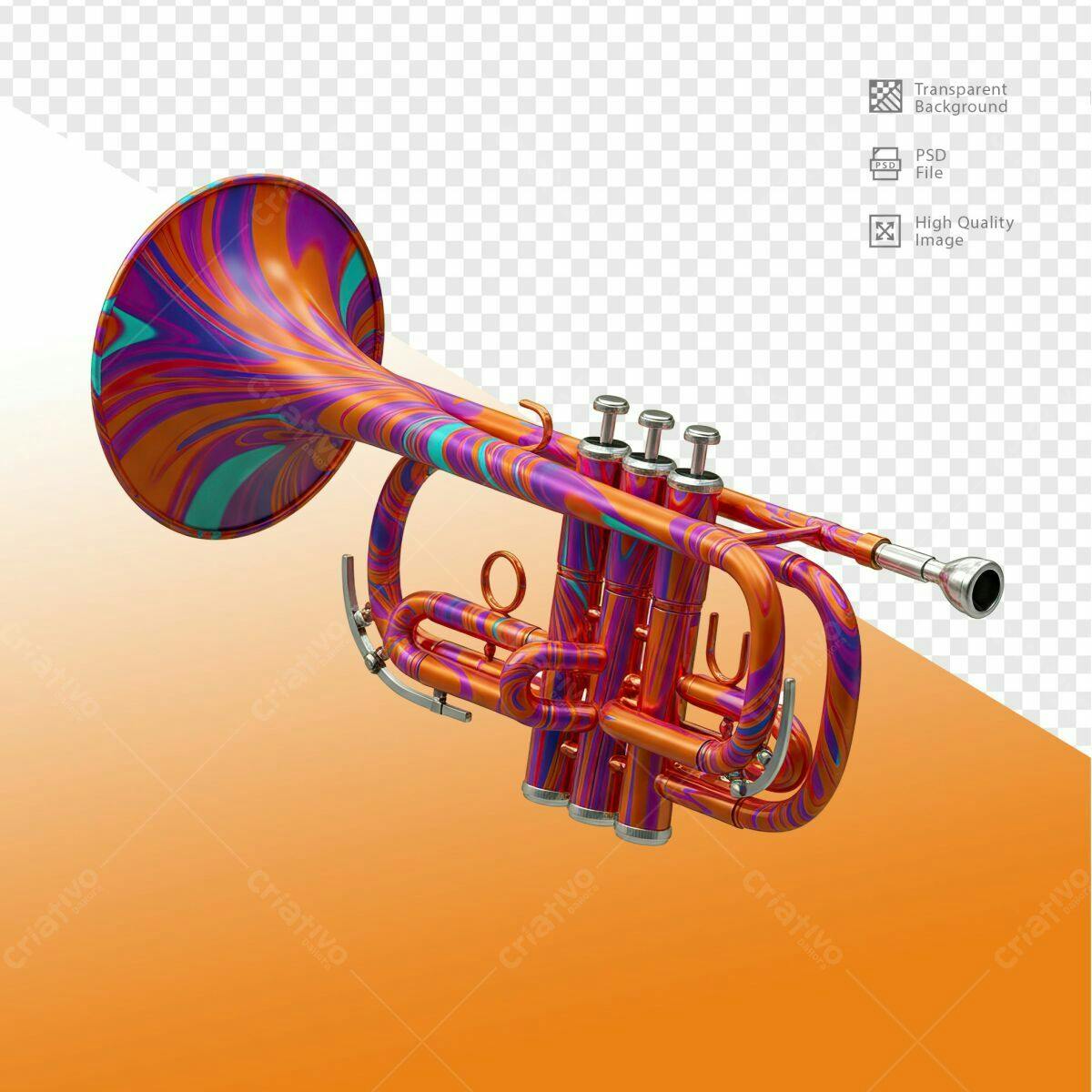 Trombeta Abstrata Colorida PSD Editável