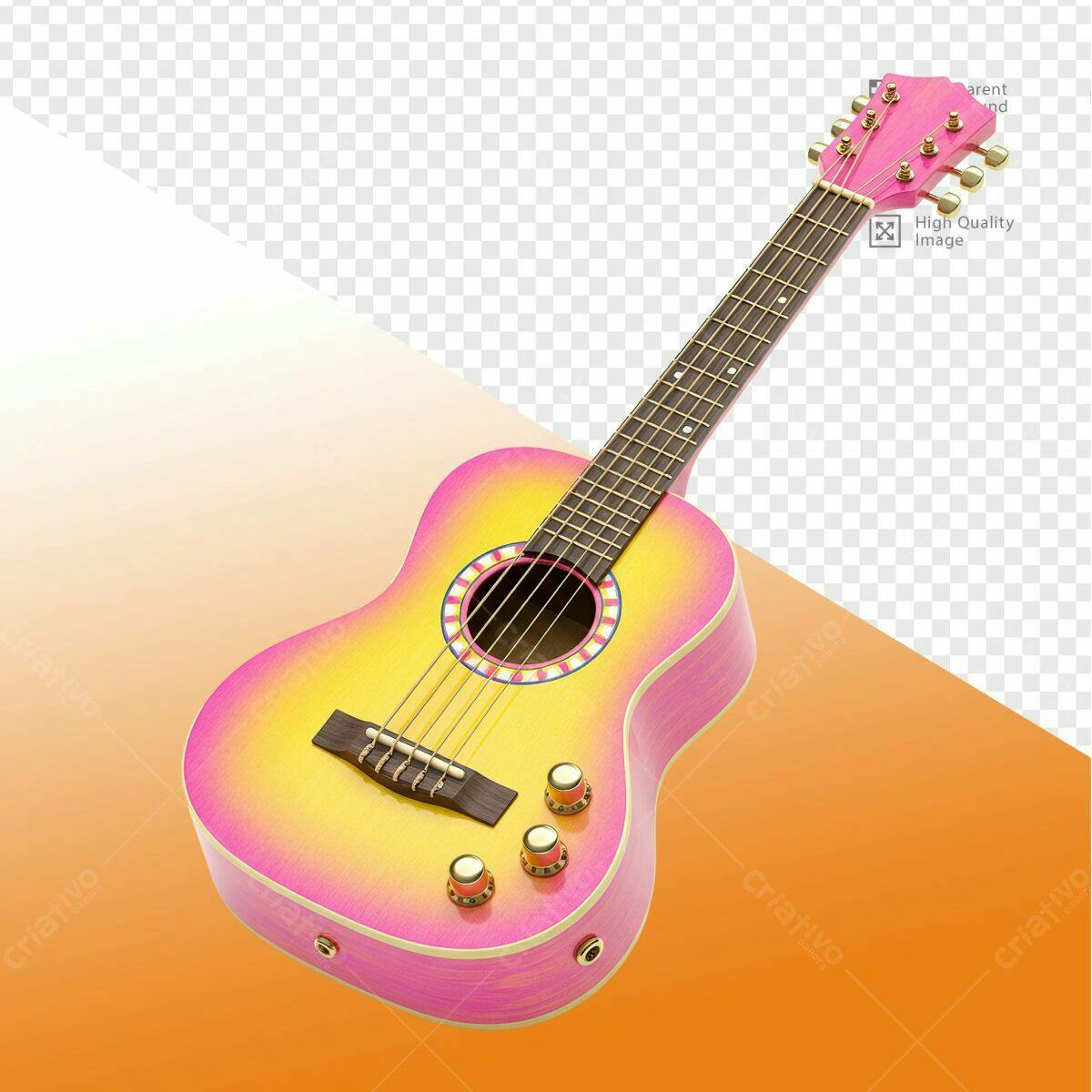 PSD Violão Rosa e Amarelo para Loja de Instrumentos Musicais PSD Editável