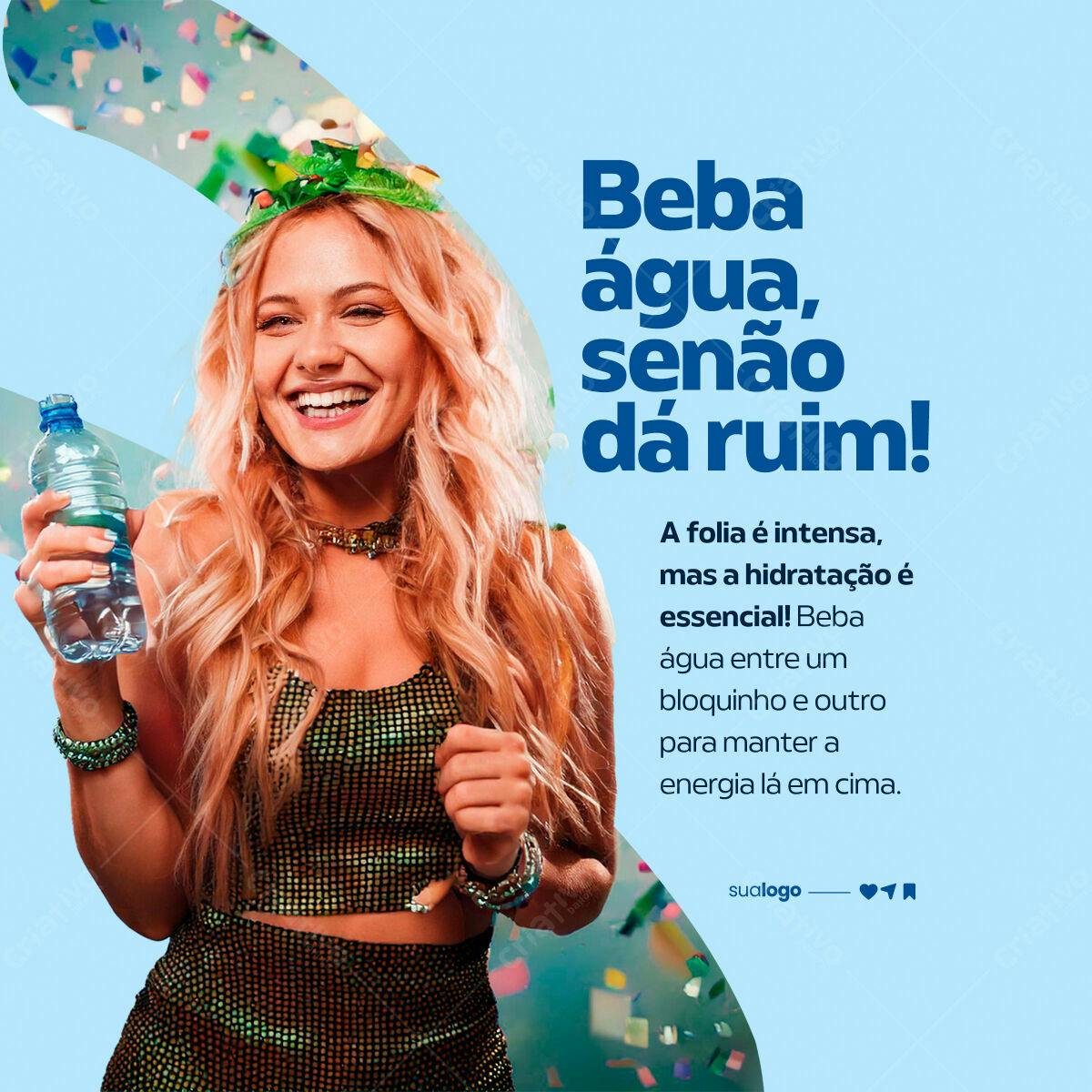 Flyer Carnaval Hidratação PSD Editável