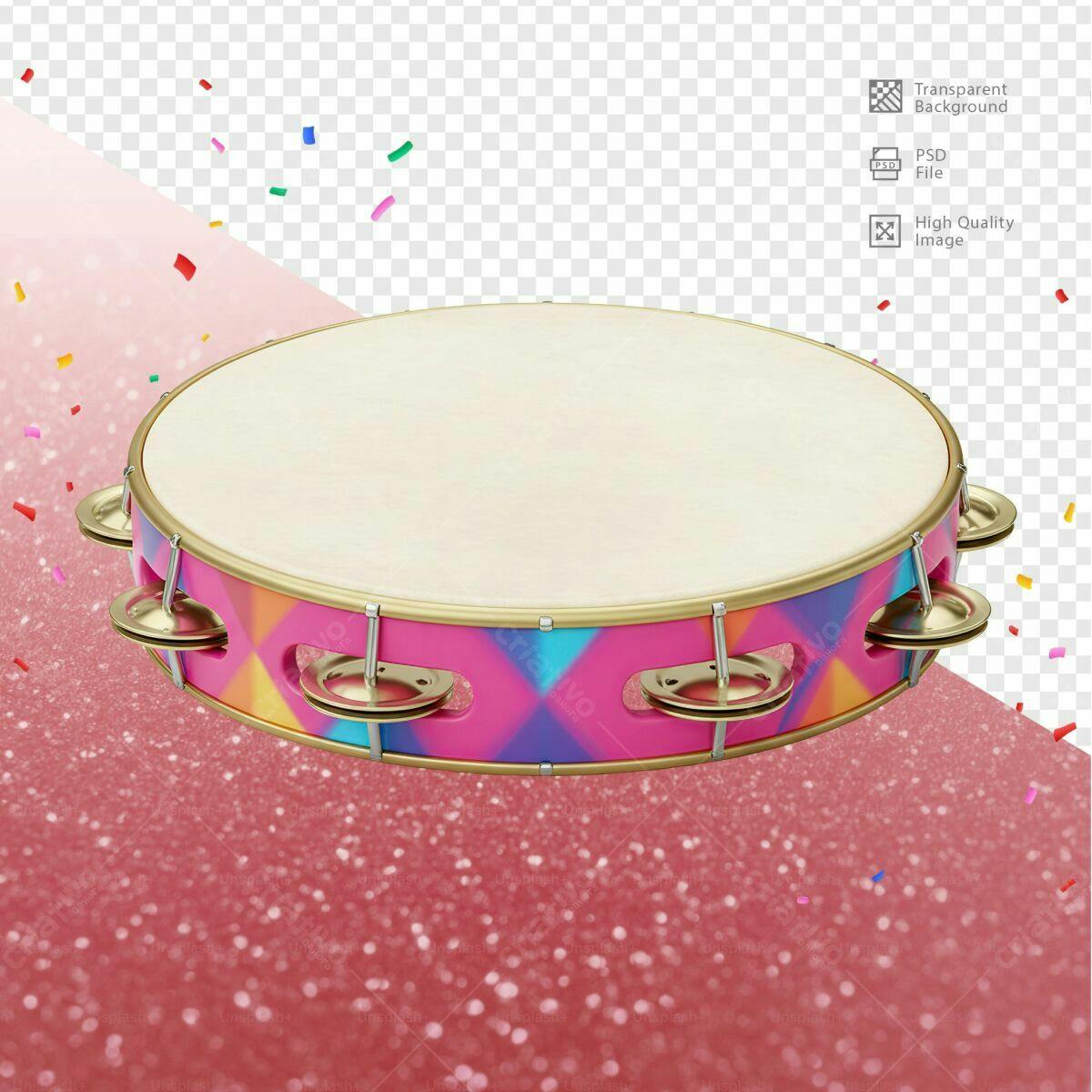 Template de Tamborim para Festa PSD Editável