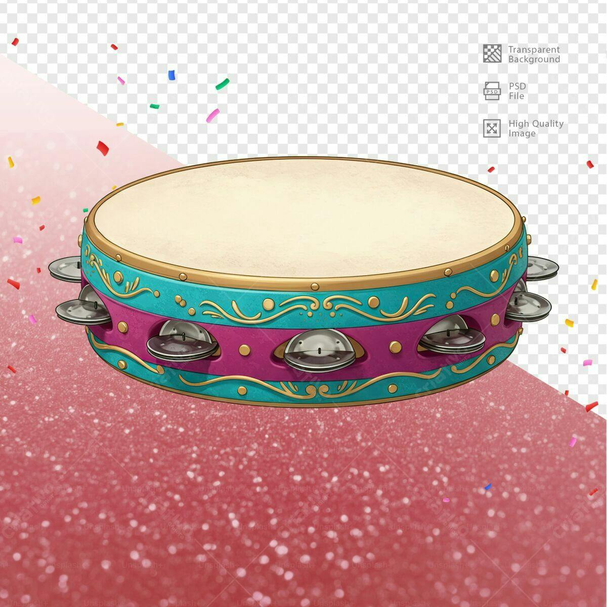 Tamborim para Festa de Carnaval PSD Editável