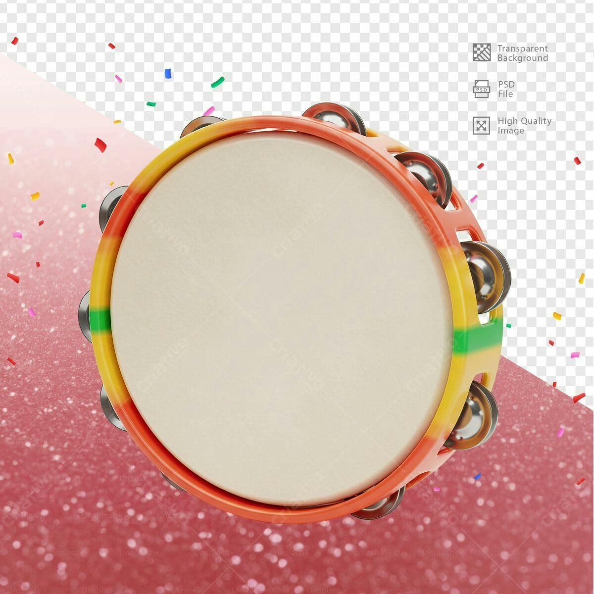 Template Pandeiro Colorido para Festa PSD Editável