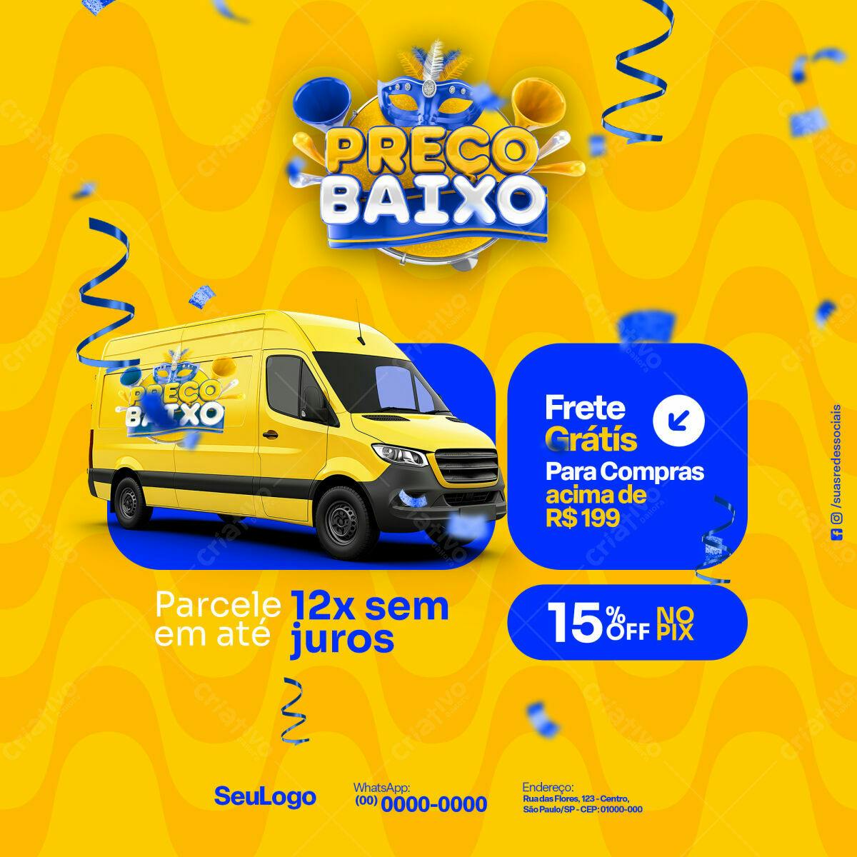 Flyer para Promoção de Preços Baixos PSD Editável