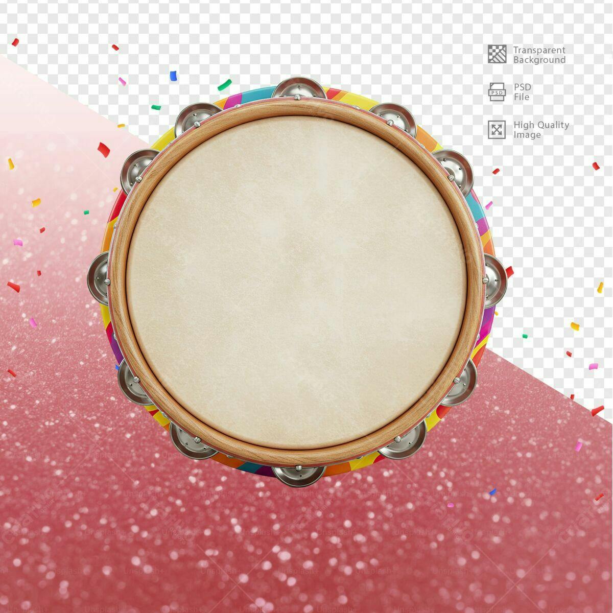 Tamborim Colorido para Festa PSD Editável