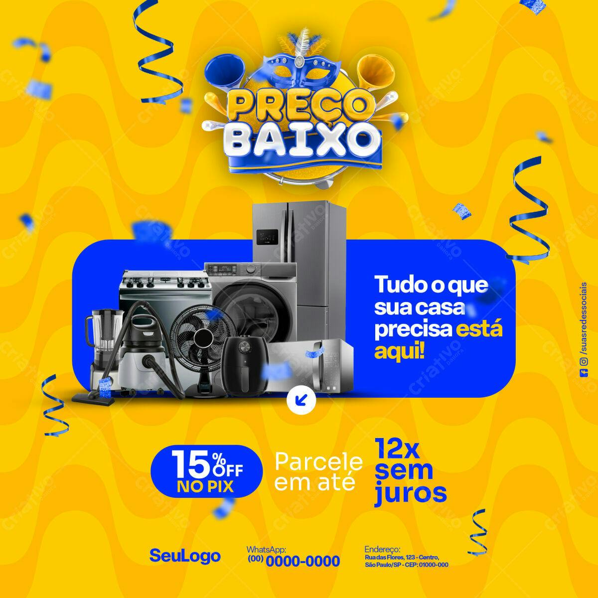Flyer para Promoção de Eletrodomésticos PSD Editável