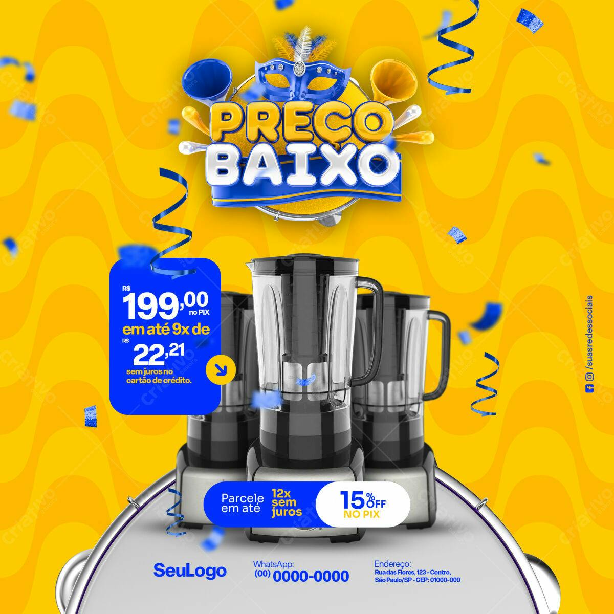Flyer de Promoção de Liquidificador PSD Editável