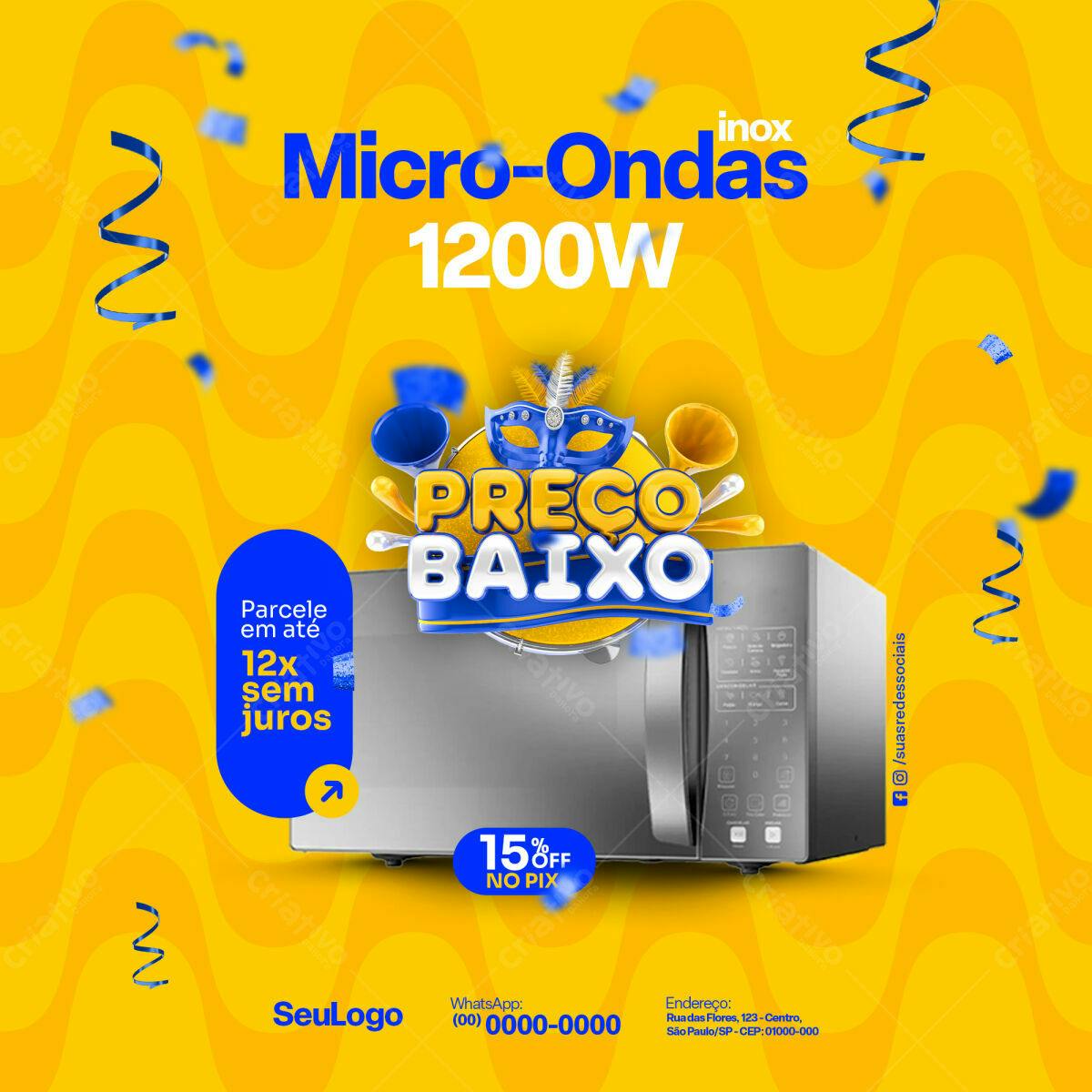 Postagem para Promoção de Micro-ondas PSD Editável