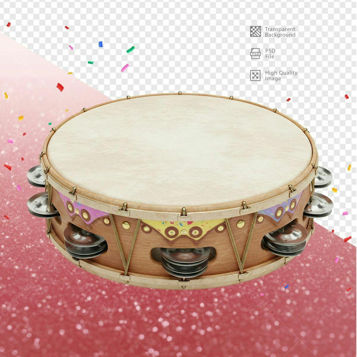 Mockup Tamborim Carnaval PSD Editável