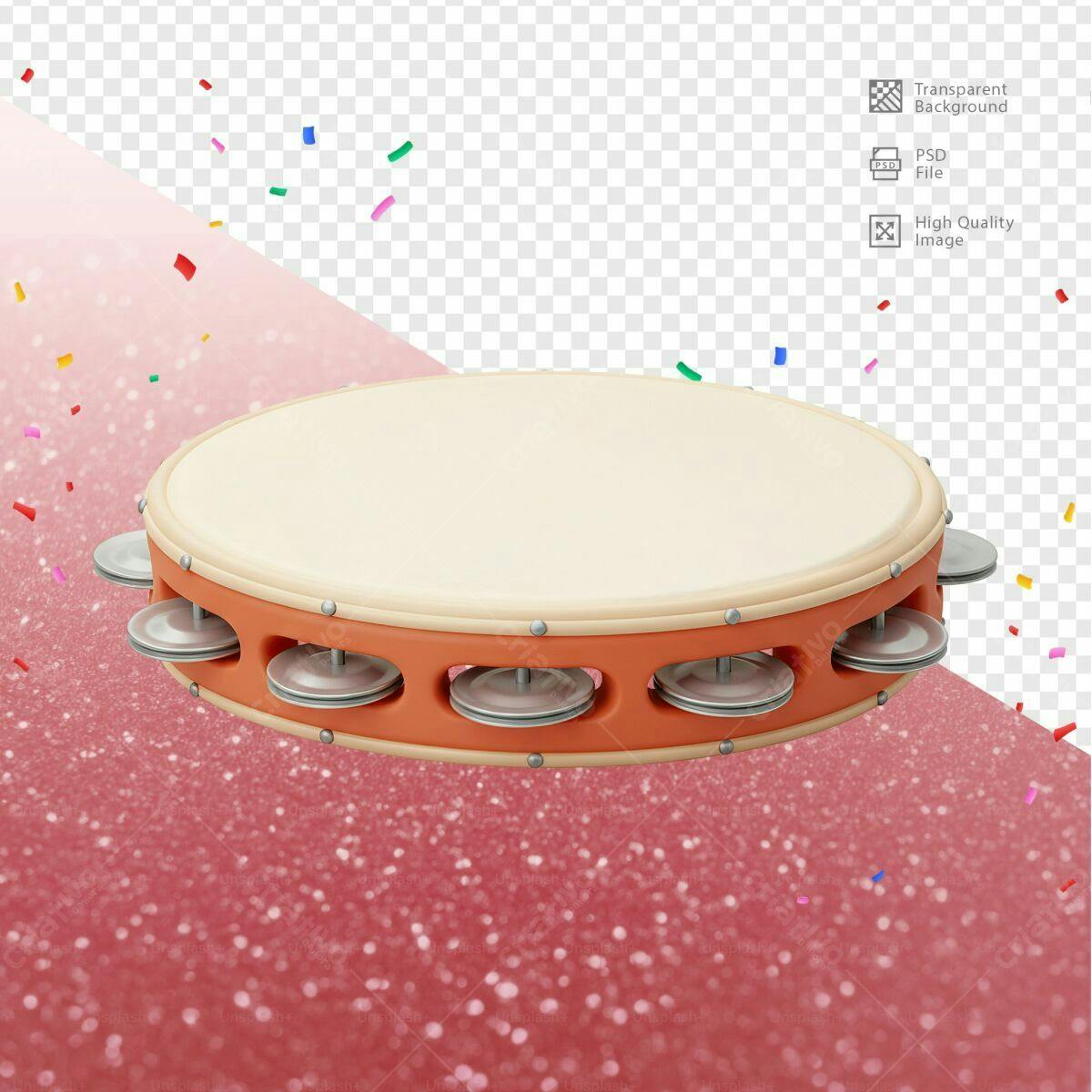 Mockup Tamborim Rosa para Festa PSD Editável
