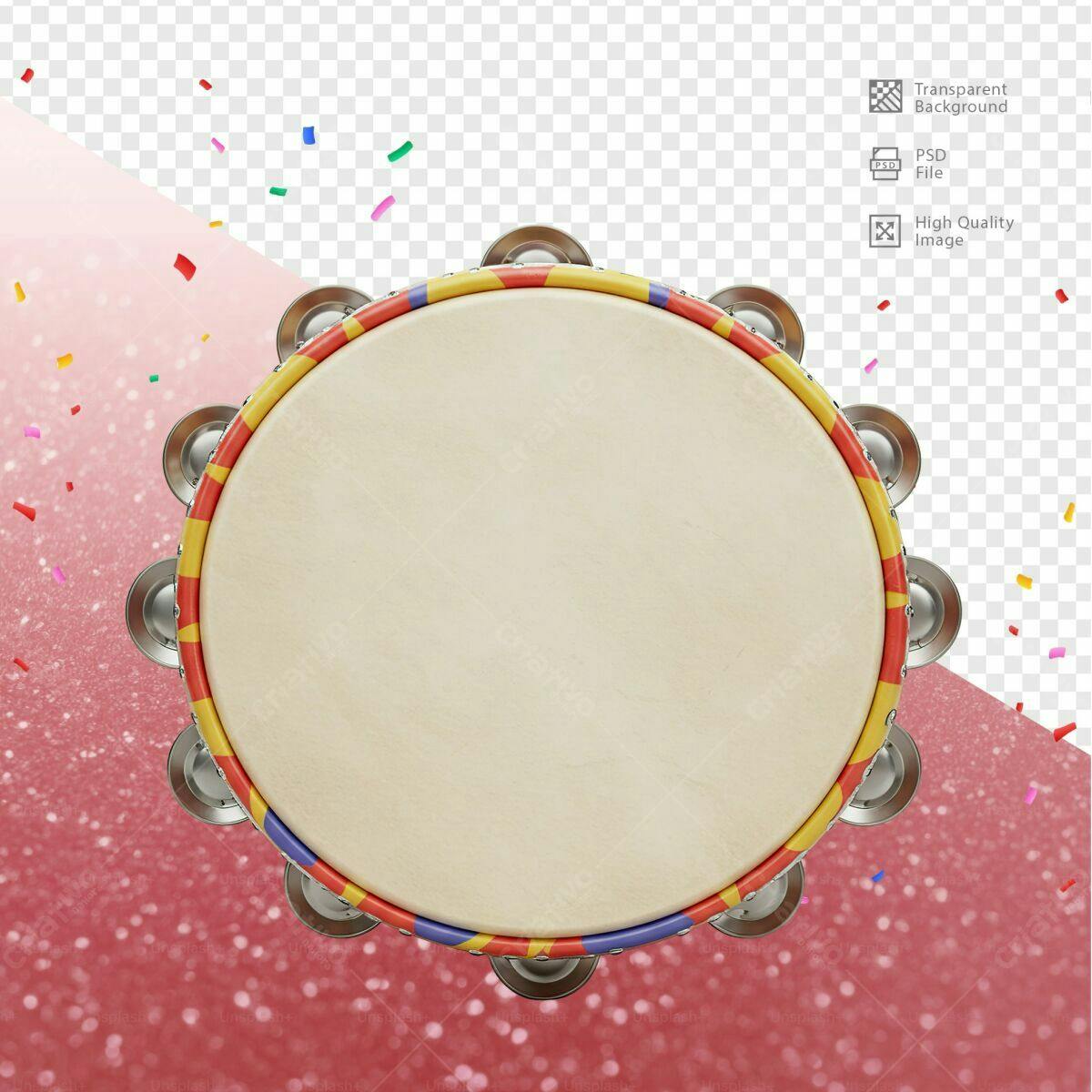 Tamborim Colorido para Festa PSD Editável