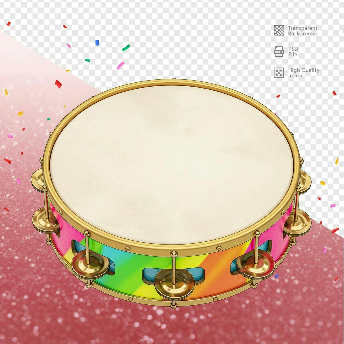 Tambor Arco-Íris para Festa PSD Editável