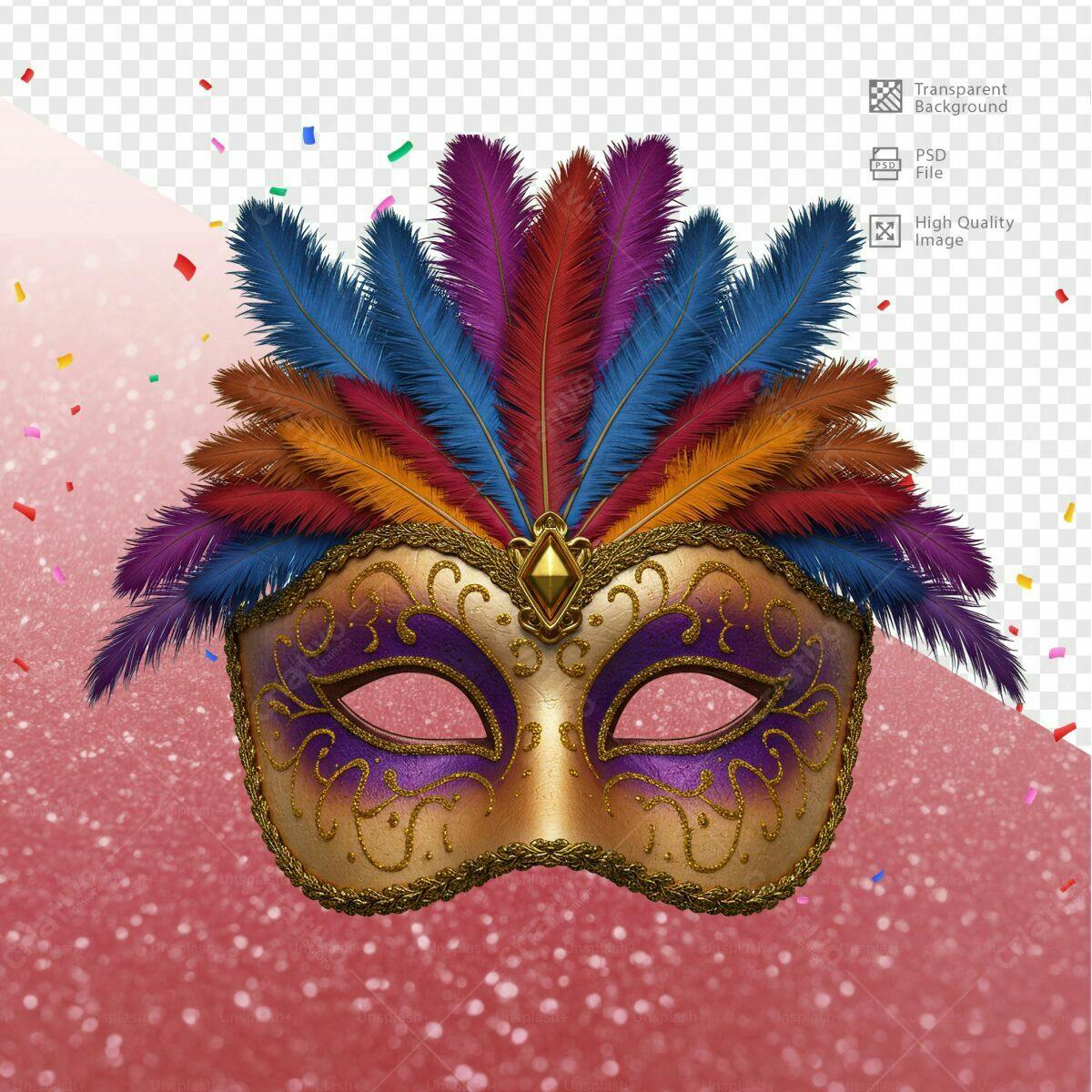 Máscara de Carnaval PSD Editável