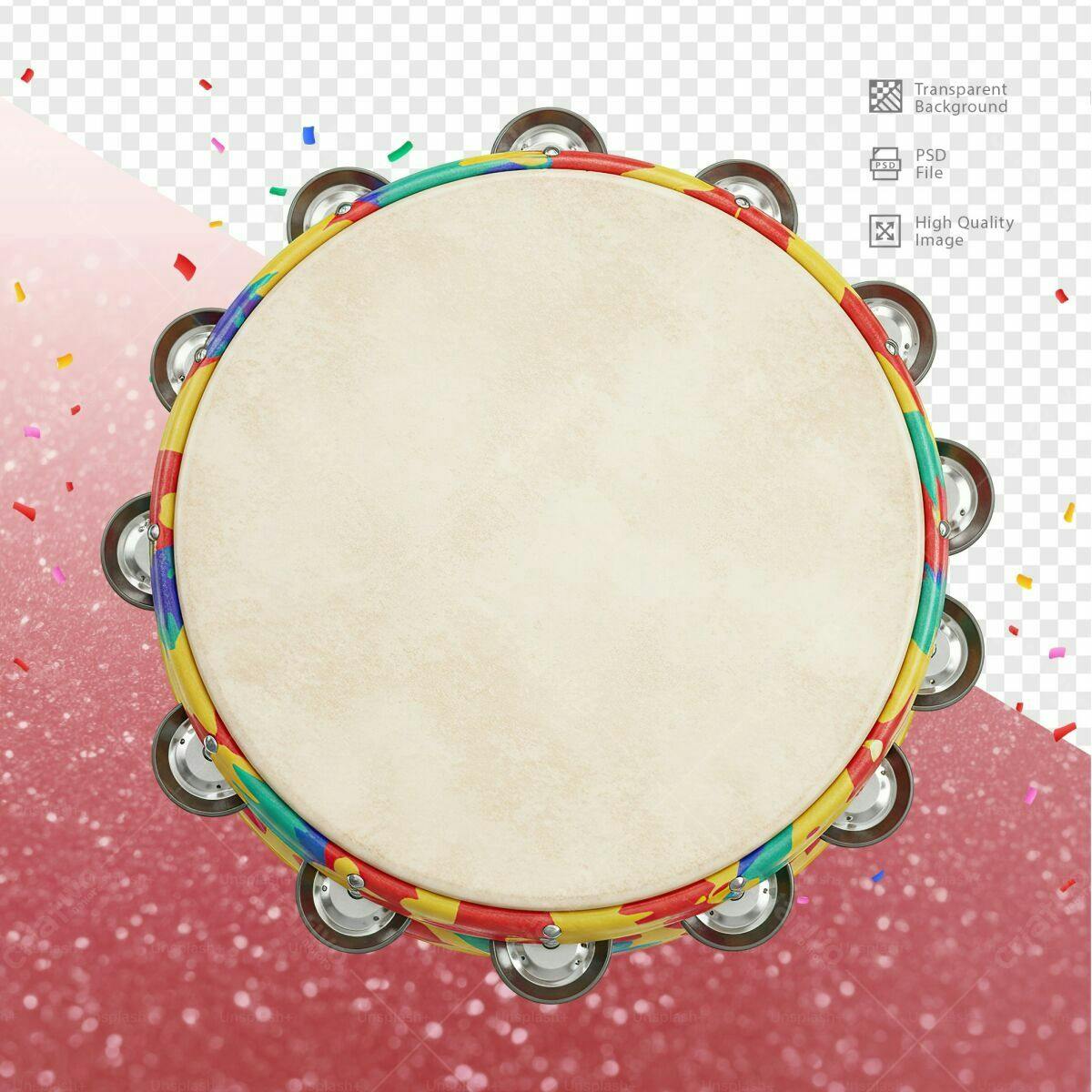 Mockup Tamborim para Festa Infantil PSD Editável