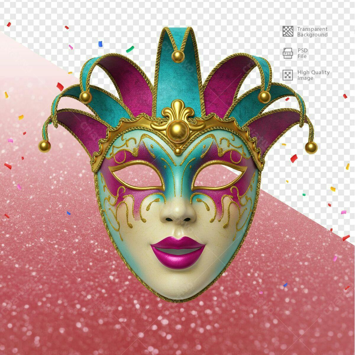 Máscara de Carnaval PSD Editável